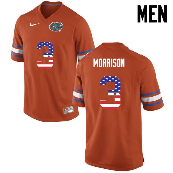 Men's NCAA Florida Gators Antonio Morrison #3 Stitched Authentic USA Flag Fashion Nike Orange College Football Jersey YFY5665MR